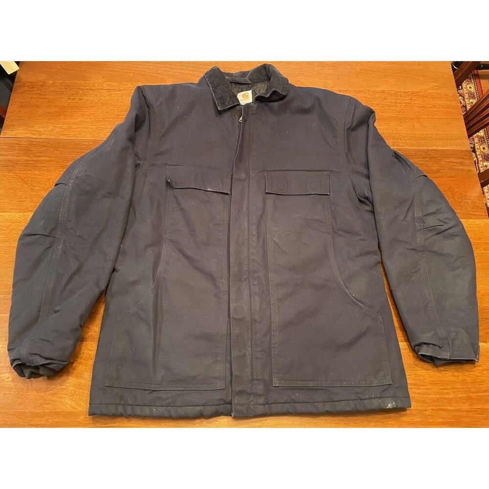 Large Tall Carhartt Arctic C003 Quilt Lined Blue Duck Jacket Chore Zipper Heavy